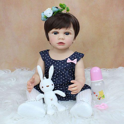 Imagem de Bebê Reborn 55cm Coelho Vestido Bolinha Kiara