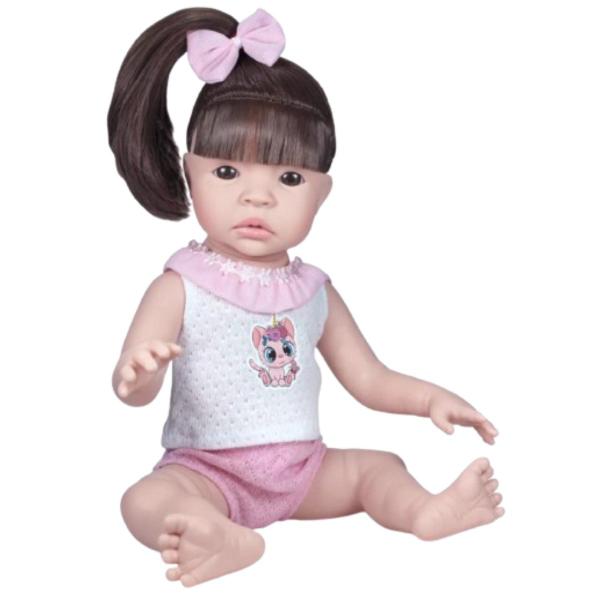 Imagem de Bebê Reborn Baby Boneca Cabelos Castanho + Bolsa Maternidade