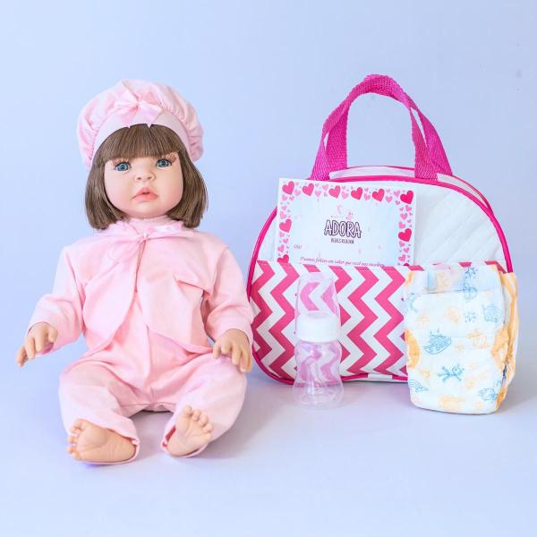 Imagem de Bebê Reborn Boneca Realista Com Bolsa Silicone Pode Dar Banho Pronta Entrega