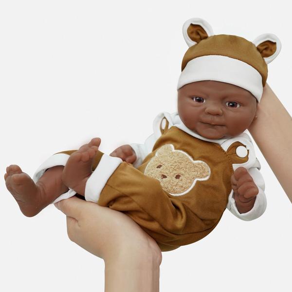 Imagem de Bebê Reborn Boneca Realista Silicone Sólido 35cm Pode Tomar Banho Com Kit Conjunto de Roupa Chupeta Mamadeira e Pelúcia