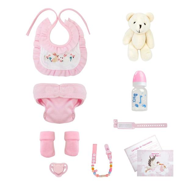 Imagem de Bebê Reborn Boneca Realista Silicone Sólido 35cm Pode Tomar Banho Com Kit Conjunto de Roupa Chupeta Mamadeira e Pelúcia