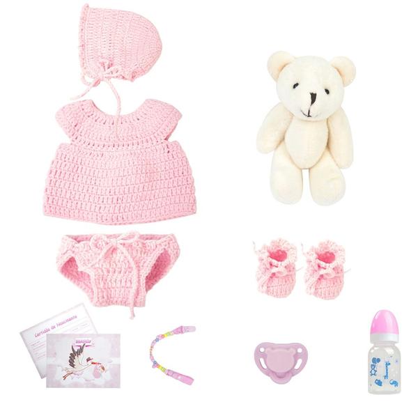 Imagem de Bebê Reborn Boneca Silicone Sólido 35cm Brastoy Original Pode Tomar Banho Com Kit Conjunto de Roupa Chupeta Mamadeira e Pelúcia