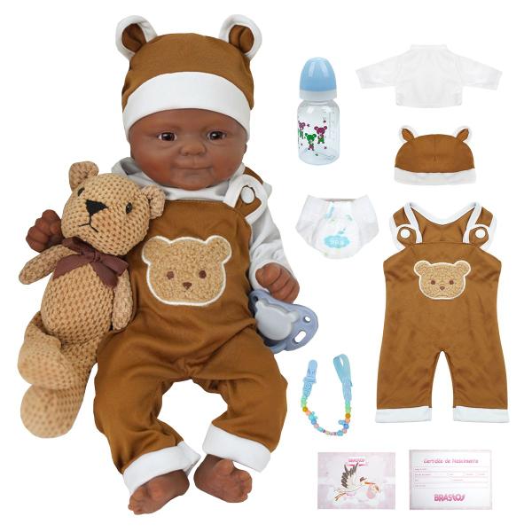 Bebê Reborn Boneca Silicone Sólido 35cm Brastoy Original Pode Tomar Banho Com Kit Conjunto de Roupa Chupeta Mamadeira e Pelúcia Imagem de Bebê Reborn Boneca Silicone Sólido 35cm Brastoy Original Pode Tomar Banho Com Kit Conjunto de Roupa Chupeta Mamadeira e Pelúcia