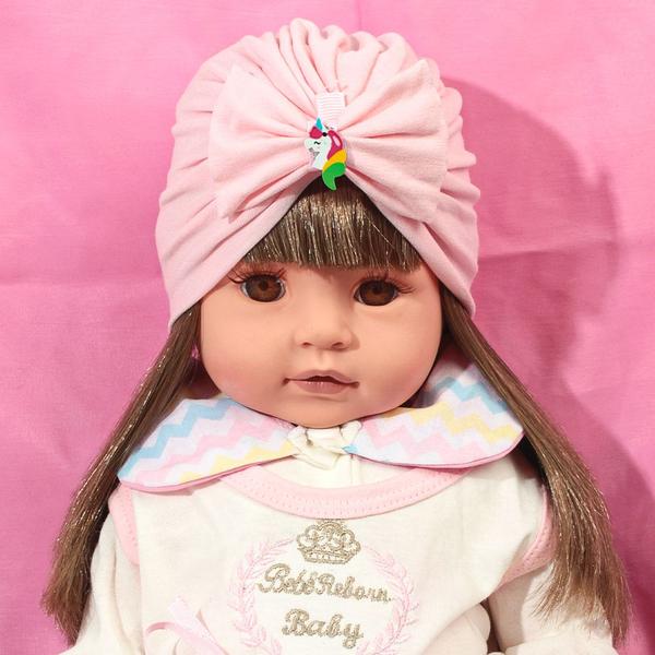 Imagem de Bebê Reborn Boneca Turbante Silicone Menina Pode Dar Banho