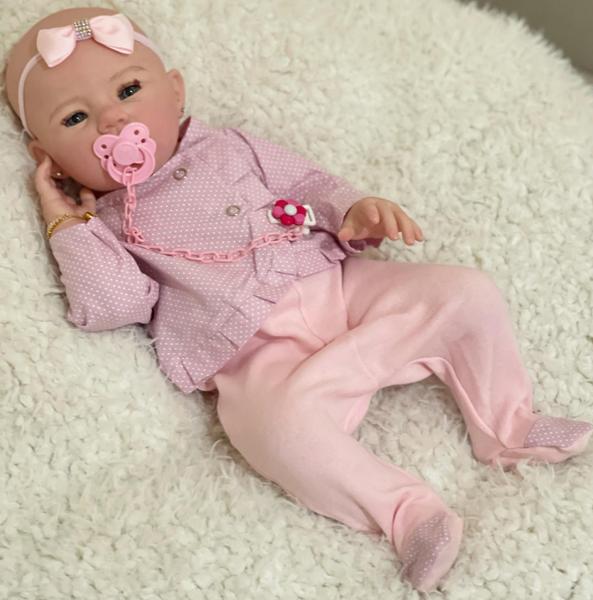 Imagem de Bebe Reborn Carequinha Silicone Realista Toma Banho