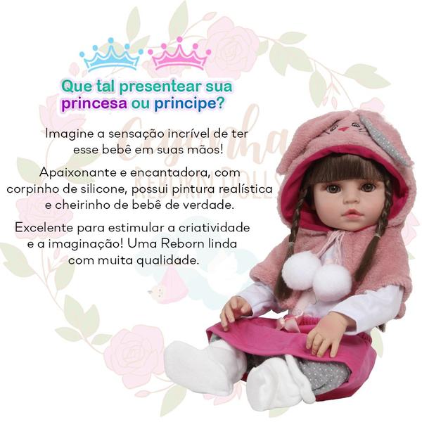 Imagem de Bebê Reborn Cegonha Dolls Cabelos Castanhos Longos Vinil