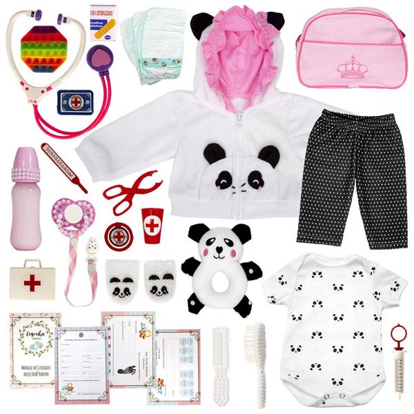 Imagem de Bebê Reborn de Silicone Menina Panda Baby com Itens Presente