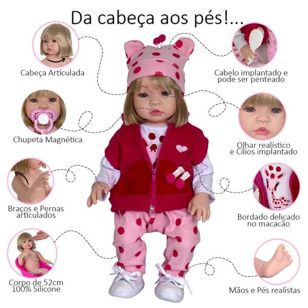 Imagem de Bebe Reborn Girafa Boneca Silicone Baby Alive Pode Banho