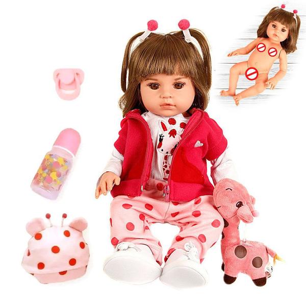 Imagem de Bebê Reborn Girafinha Silicone Menina 48cm Olhos Castanhos