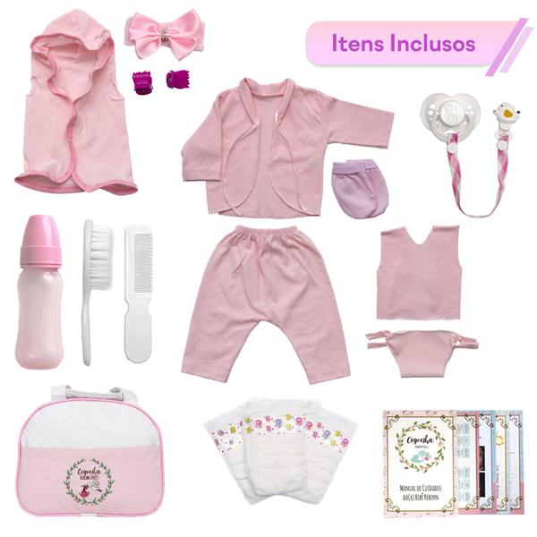 Imagem de Bebe Reborn Infantil Menina Corpo de Vinil Com Bolsa e Itens