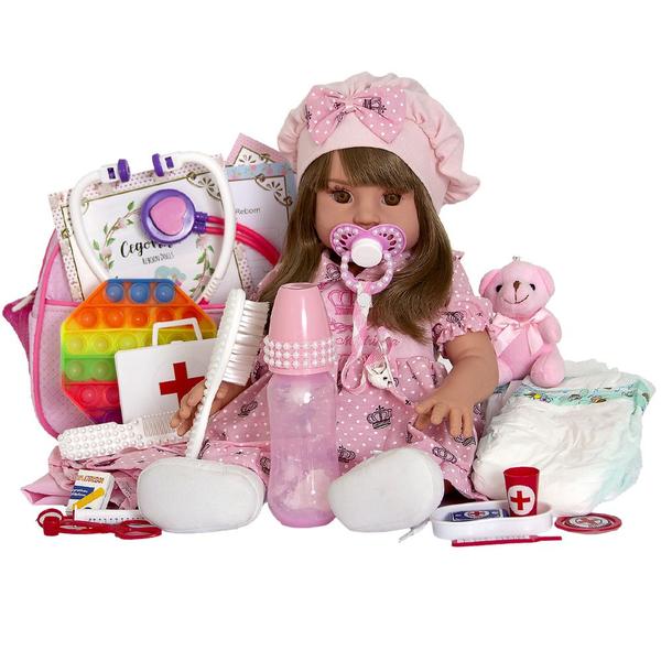 Bebê Reborn Infantil Realista Menina 100% de Silicone - Cegonha Reborn Dolls Imagem de Bebê Reborn Infantil Realista Menina 100% de Silicone