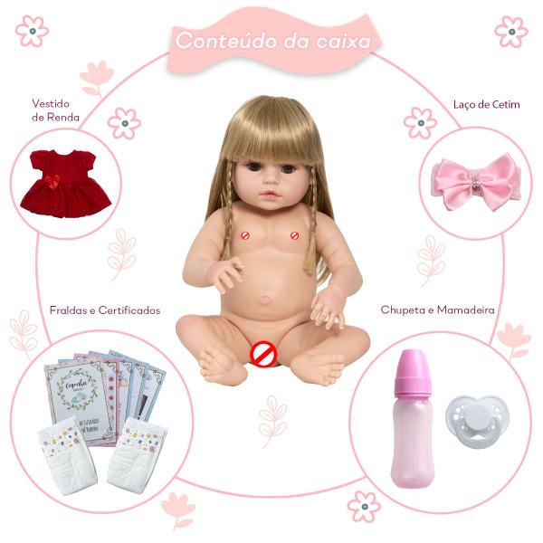 Imagem de Bebe Reborn Loira Baby Sofia Olhos Castanhos Pode Dar Banho