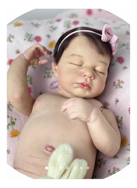 Bebê Reborn Lou Lou Rosa Dormindo Silicone - Ana Dolls Imagem de Bebê Reborn Lou Lou Rosa Dormindo Silicone
