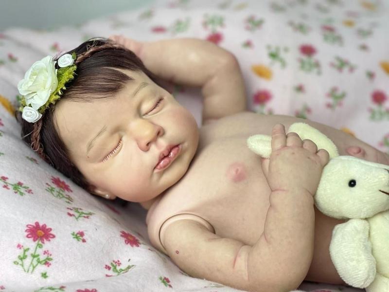 Bebê Reborn Lou Lou Rosa Dormindo Silicone - Ana Dolls Imagem de Bebê Reborn Lou Lou Rosa Dormindo Silicone