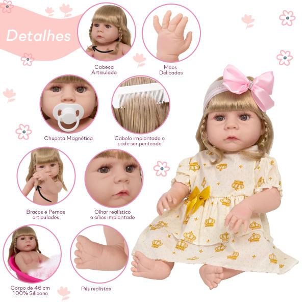 Imagem de Bebe Reborn Menina Loira Linda Enxoval 20 Itens Completa