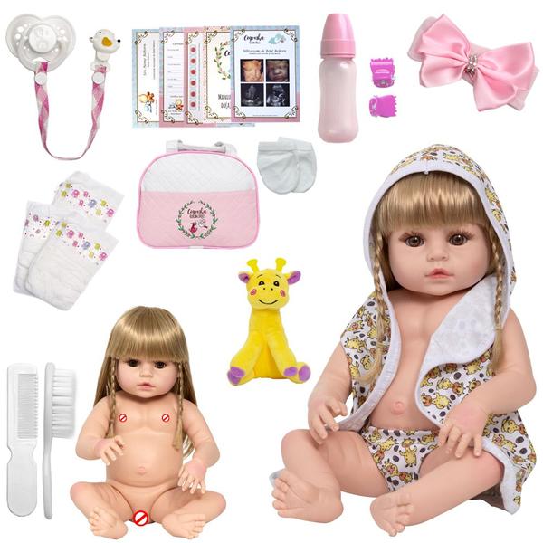 Imagem de Bebe Reborn Menina Loira Princesa Completa Kit Acessórios