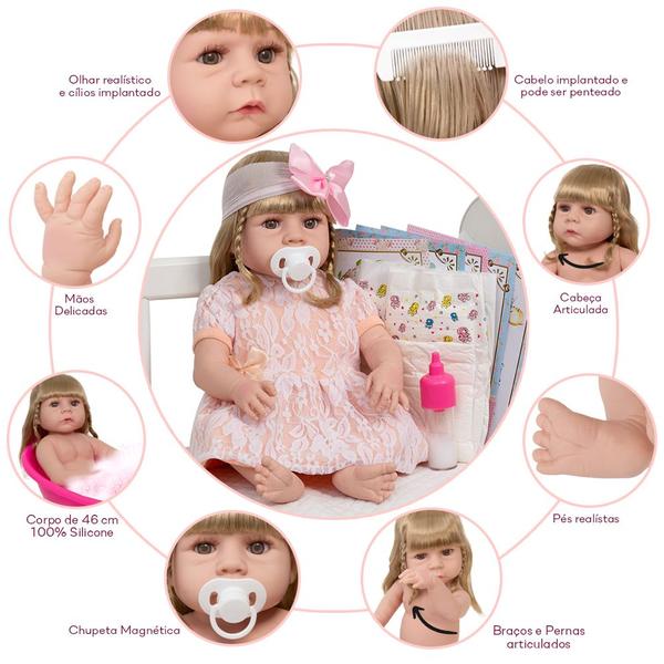 Imagem de Bebê Reborn Menina Princesa Abigail 46cm Com Kit Acessórios