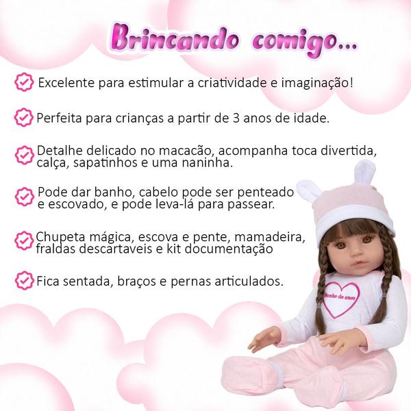 Imagem de Bebe Reborn Menina Sonho de Amor Pode Banho com Acessórios