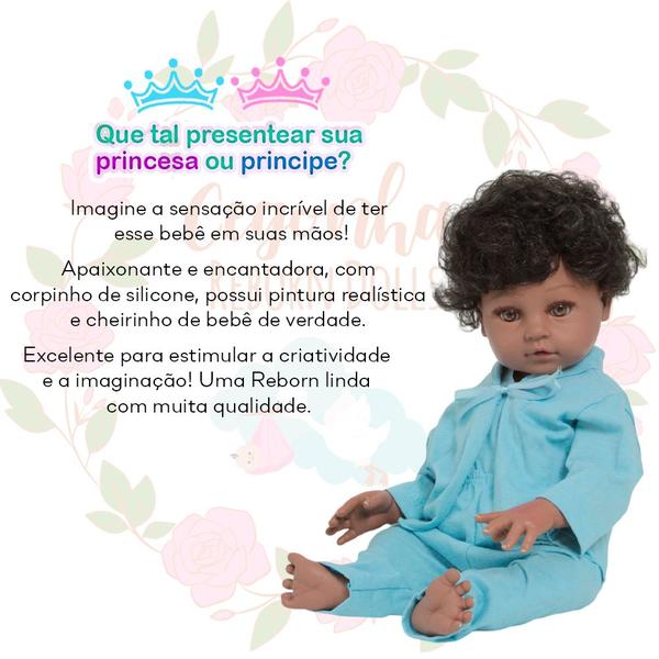 Imagem de Bebê Reborn Menino Cabelo Cacheado Com Bolsa e Itens