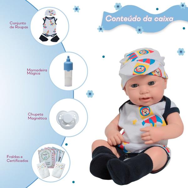 Imagem de Bebê Reborn Menino Luca Com Roupa Aviador Fofinho 43cm