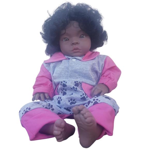 Imagem de Bebê Reborn Negra Braço Perna Macio Corpo Algodão Siliconado