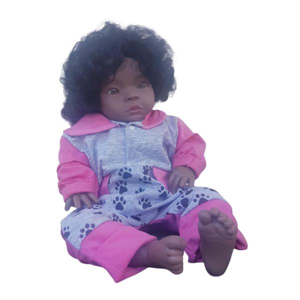 Imagem de Bebê Reborn Negra Braço Perna Macio Corpo Algodão Siliconado