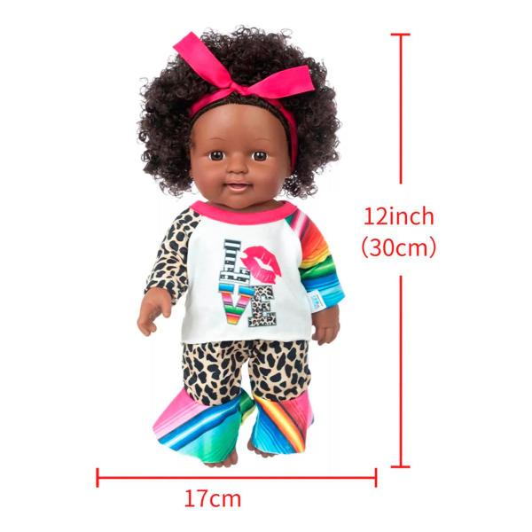 Imagem de Bebê Reborn Negra Morena Boneca Realista Pode Dar Banho Cabelo Cacheado Crespo Vinil ou Silicone Com Kit