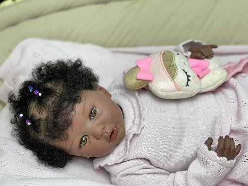 Imagem de Bebe Reborn Negra Perfeita Realista Linda Vinil Silicone