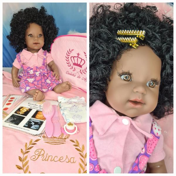 Imagem de Bebe Reborn Negra Silicone Barato Pronta Entrega Lol  Boneca Bebê Reborne Bebe Reborn Boneca Brinquedo Meniana Lol Maria Clara Grande Siliconado