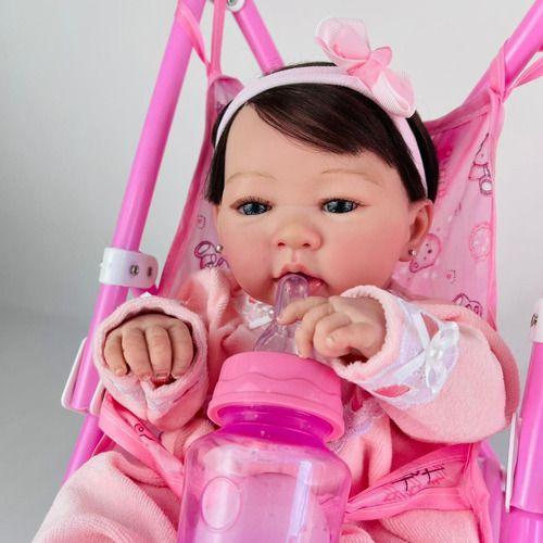 Bebe Reborn Princesa Boneca Enxoval E Carrinho, Toma Banho - Ana Dolls Imagem de Bebe Reborn Princesa Boneca Enxoval E Carrinho, Toma Banho
