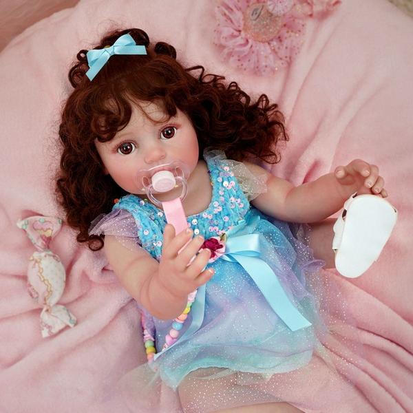 Imagem de Bebê Reborn Realista Brastoy Boneca ou Boneco Silicone Kit Conjunto de Roupa Chupeta Mamadeira e Pelúcia Original Completo