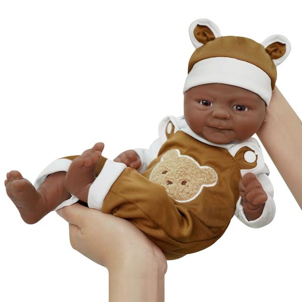 Imagem de Bebê Reborn Realista Brastoy Boneca Silicone Sólido 35cm Com Kit Conjunto de Roupa Chupeta Mamadeira e Pelúcia Pode Tomar Banho