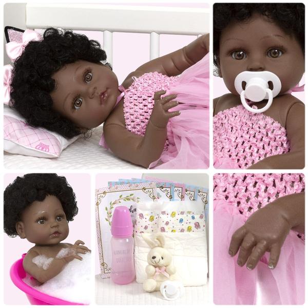 Imagem de Bebe Reborn Realista Menina Coelhinha Negra Envio Imediato