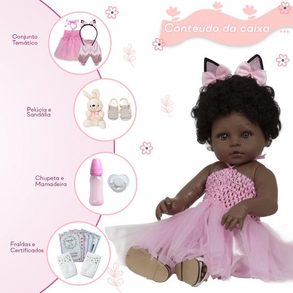 Imagem de Bebe Reborn Realista Menina Coelhinha Negra Envio Imediato