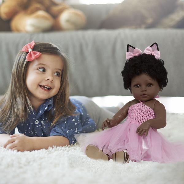 Imagem de Bebe Reborn Realista Menina Negra Bailarina Coelhinha Itens