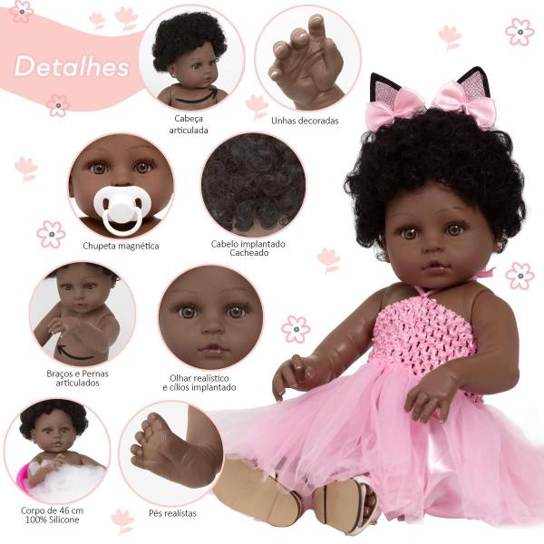 Imagem de Bebe Reborn Realista Menina Negra Bailarina Coelhinha Itens