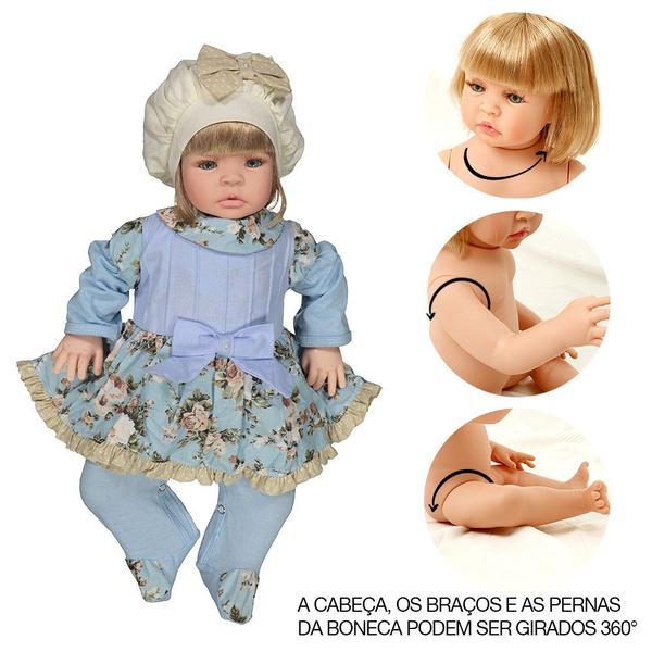 Imagem de Bebê Reborn Silicone Loira Azul Bebê Cegonha Reborn Dolls