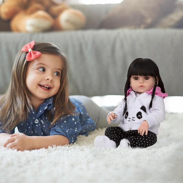 Imagem de Bebe Reborn Silicone Menina Panda Que Fala Enxoval Completo