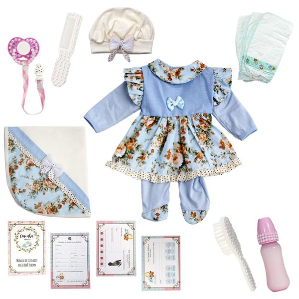 Imagem de Bebe Reborne Menina Princesa Fofa Roupa Azul com Itens LOL