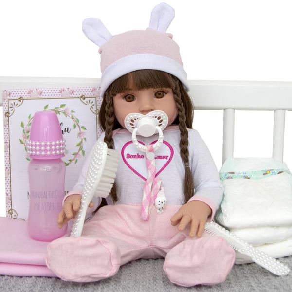 Imagem de Bebe Reborne Siliconado Menina Sonho de Amor com Acessórios