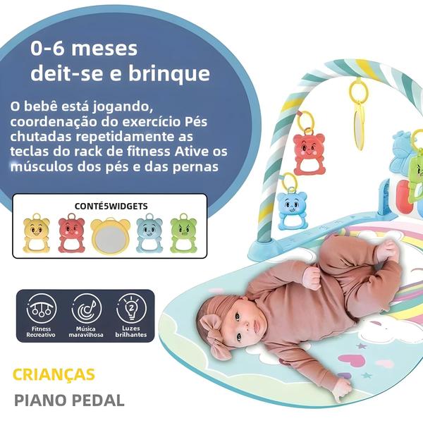 Imagem de Bebê Recém-nascido Fitness Jogar Ginásio Piano Rastejando Cobertor Pedal Jogo Almofada Educação