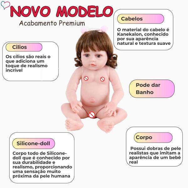 Bebê Sweetie Reborn (R) Menina Realista Silicone-doll 48cm - S3 Imagem de Bebê Sweetie Reborn (R) Menina Realista Silicone-doll 48cm