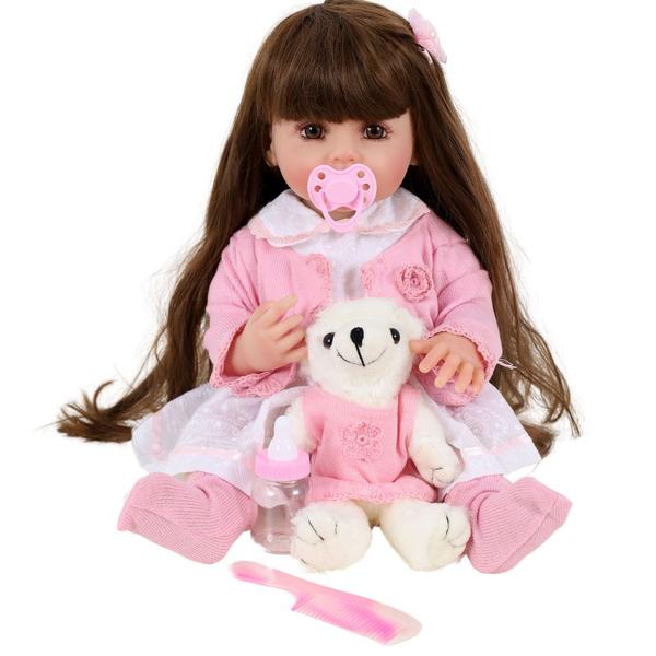 Imagem de Bebê Sweetie Reborn Ursinho Branco E Acessórios 55cm Linda