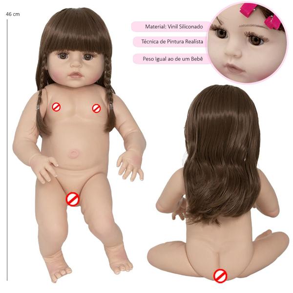 Imagem de Bebe Tipo Reborn Girafinha Cabelo Castanho Linda Carrinho