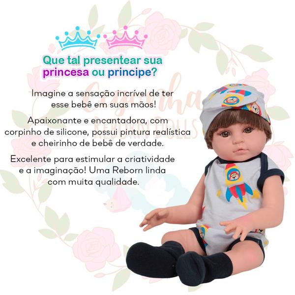 Imagem de Bebê Tipo Reborn Masculino Arthur 100% Vinil Roupa Avião