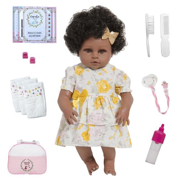 Imagem de Bebê Tipo Reborn Menina Negra Princesa 46cm Lindo Enxoval