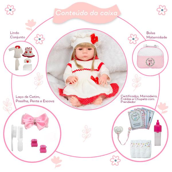 Imagem de Bebê Tipo Reborn Menina Princesa Kit Itens Bolsa Maternidade