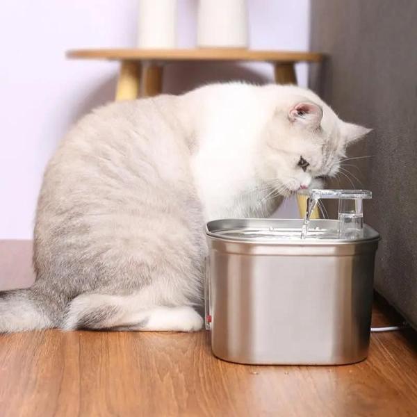 Imagem de Bebedouro Automático Cães Gato Sensor Presença Pet Fonte Elétrico Metal 2L PWD-5S