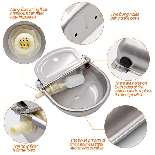 Bebedouro automático de água em aço inoxidável para gado - MUDUOBAN Imagem de Bebedouro automático de água em aço inoxidável para gado