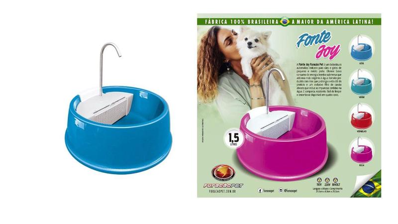 Imagem de Bebedouro Automático Joy para cães e gatos Rosa 110v Furacão Pet